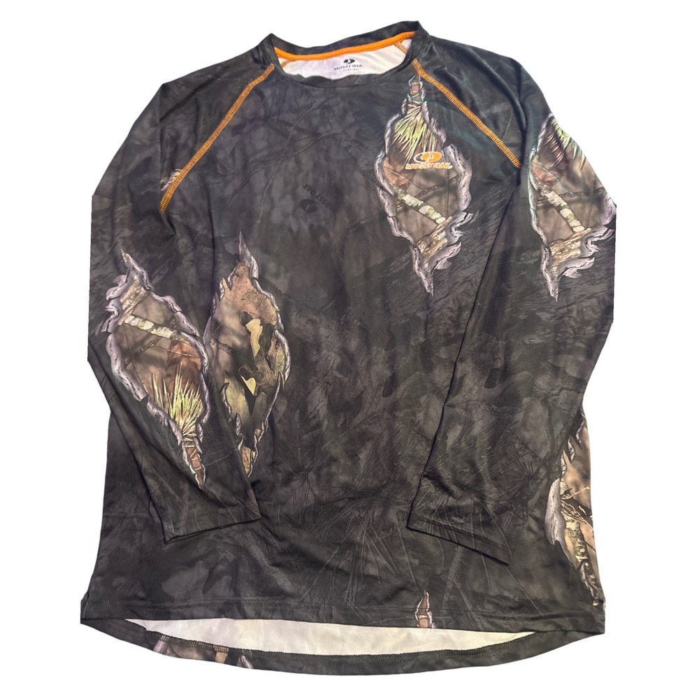 Mossy Oak Men's Black Camo Long Sleeve Performance Hunting Shirt‎ Size L